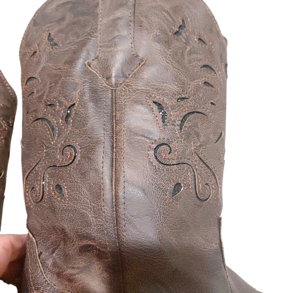 Roper Chloe Women's Cowboy Boots Brown Cut-Out Western Boots Size 9.5 - Picture 11 of 12